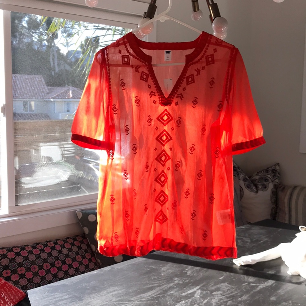 sheer orange shirt - Picture 2 of 6